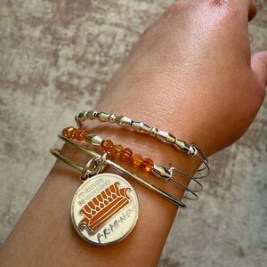 Alex & Ani Friends Silver and Orange Beaded Bracelet Set